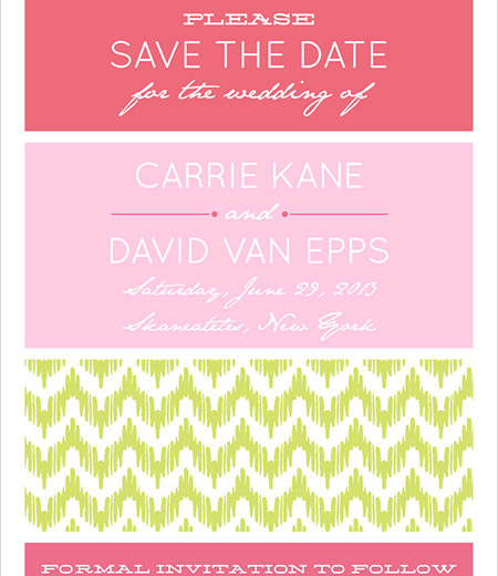 Chevron Ikat Modern Wedding Save the Date Card Printable